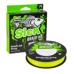 Berkley Sick Braid X8 Flätlinor 150 Meter -Fiske Utrustning berkley sick flatlina hi vis yellow